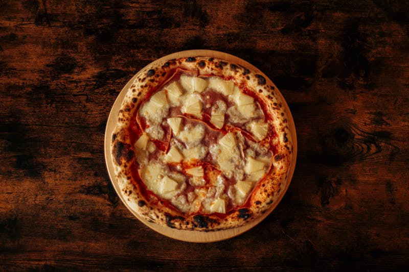 Hawaiian Sunset pizza with ham and pineapple